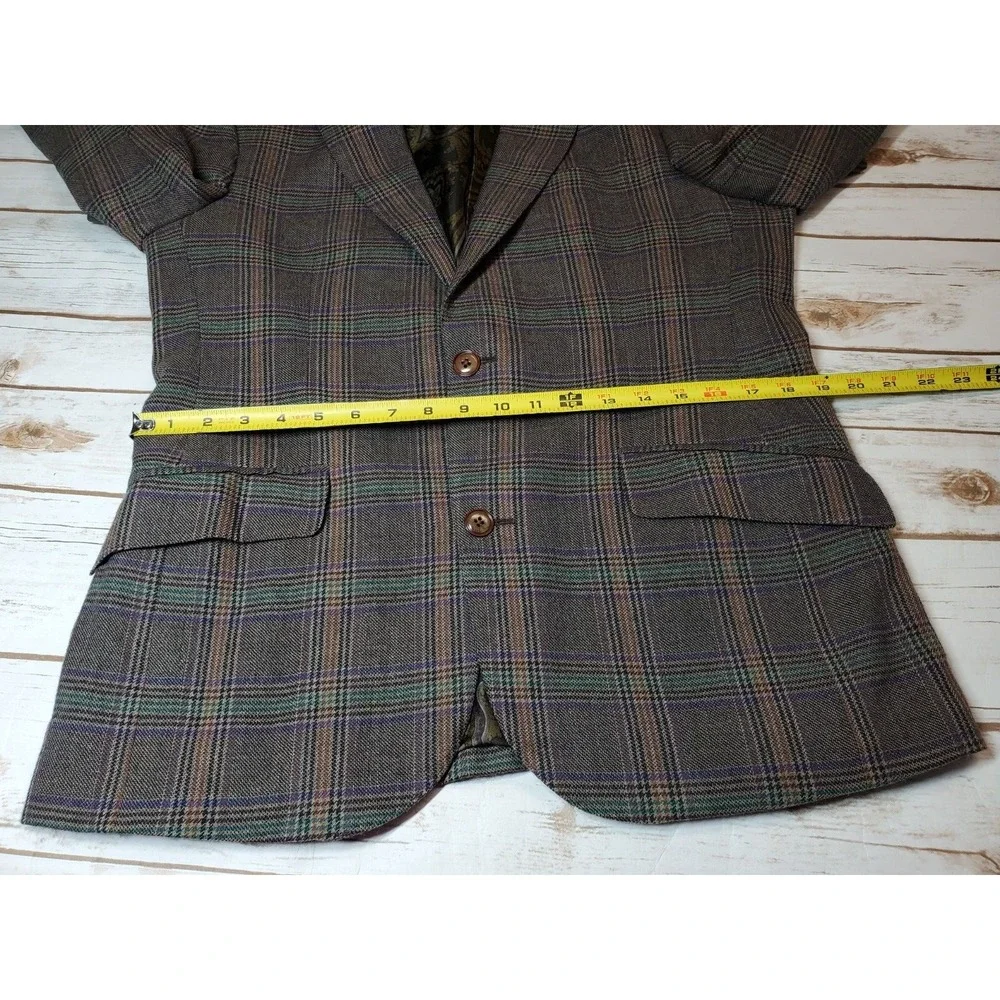 ETRO Mens Blazer 48 Suit Jacket 100% WOOL Plaid Made‎ In Italy Brown Silk Lined